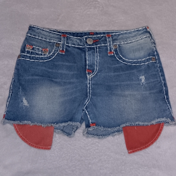 True Religion Bobby Stretch Shorty Denim Jeans Shorts Low Rise Vintage - Picture 2 of 7